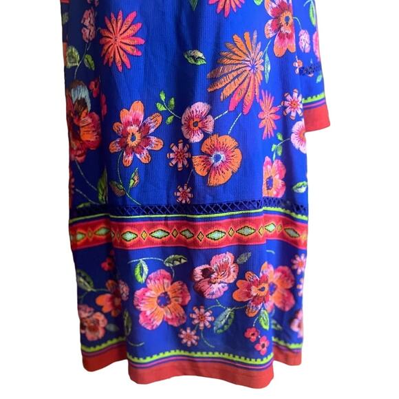 Chris McLaughlin Blue Floral Print 3/4 Sleeve Shift Dress Size 16 NWT - Picture 3 of 6